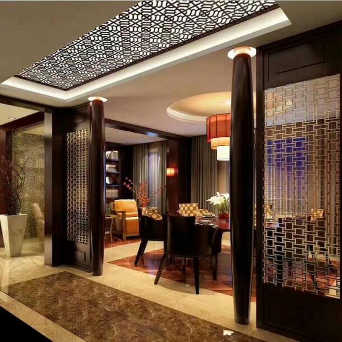 アメリカンスタイルのレーザーカット ゴールドステンレス鋼 スクリーンルームパーティション 6