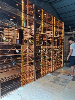 201のステンレス鋼のワインのキャビネットは温度調整された贅沢なライトが付いている棚を表示する