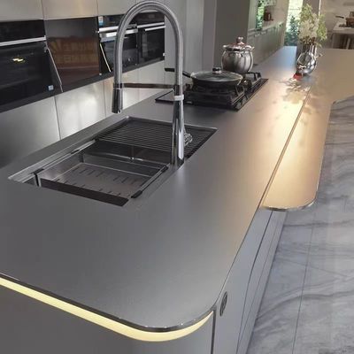 オーダーメイド 316L ヘアライン ブラシ 彫刻 弾丸 表面 ステンレス スチール シート 完成品 304 丸い エッジ キッチン デスクトップ