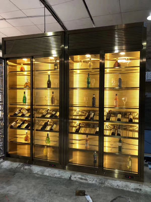 良い値段 SU ASTM 304の316Lステンレス鋼のワインのキャビネットは旧式なヘアラインによってブラシをかけられる部屋の冷たい温度を銅張りにする オンライン