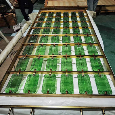 お買い得 カスタマイズされたデザイン ステンレス 緑色のガラス クリスタル リビング 玄関 玄関 画面 隔壁 オンライン