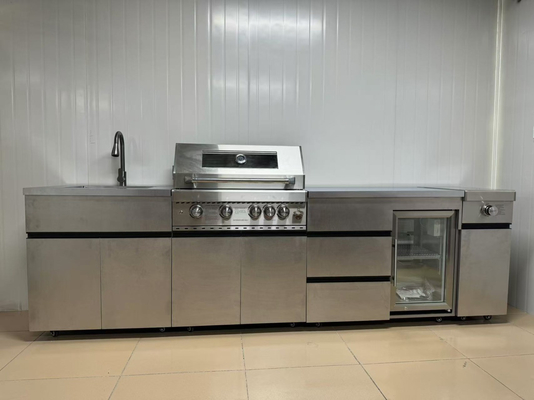 304 Outdoor BBQ Gas Grill  Kitchen Metal Display Cabinets Functional Stainless Steel  Kitchen Cabinets
