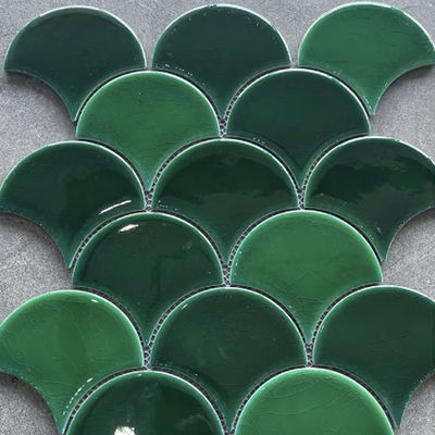 良い値段 南アメリカブルーグリーンスカイブルーカラー扇形パターン壁装飾用セラミックモザイクタイル オンライン