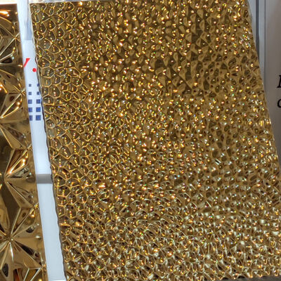 316L 304 0.8MM 厚さ ミラー 波 金色 PVD カラー ハンマー パネル