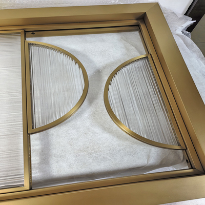 304 Finish Brushed Stainless Steel Metal Screen Partition Antique Gold Brass Color Satin Laser Engrave Room Dividers