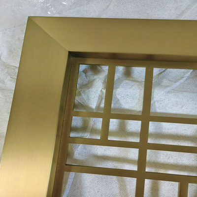 304 Finish Brushed Stainless Steel Metal Screen Partition Antique Gold Brass Color Satin Laser Engrave Room Dividers