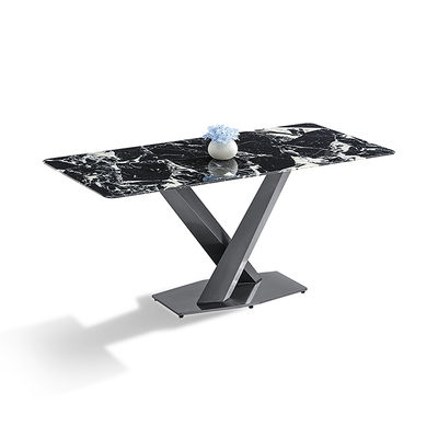 お買い得 モダン焼結石ブラックチタンステンレス鋼ダイニングテーブル オンライン