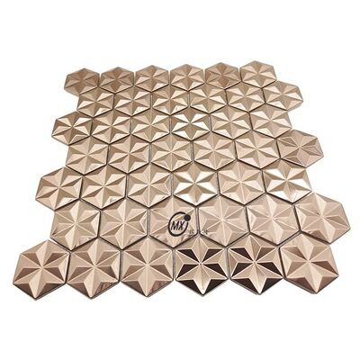 中東 青 ブラシ 表面 人気 装飾 ローズ ゴールド と シルバー 色 アルミ 金属 モザイク タイル