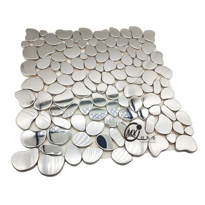石塊形銀鏡金属モザイクタイル - リビングルーム/浴室/ダイニングルーム/ホテルのアクセント壁飾りプロジェクト
