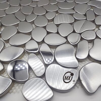 Pebble-Shaped Silver Mirror Metal Mosaic Tiles - For Living Room/Bathroom/Dining Room/Hotel Accent Wall Decoration Projects