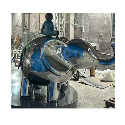 お買い得 Luxury Hotel Lobby Custom Blue Silver 201 304 316L  Stainless Steel Elephant Statue for Commercial Plaza Decoration オンライン